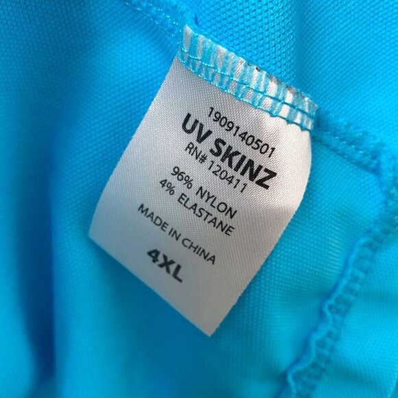 UVSKINZ Hoodie Plus Size 4XL Turquoise Blue Beach Sports Sun Coverup - Picture 9 of 12